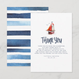 Nautical Sailboat Blue and Red Thank You Card