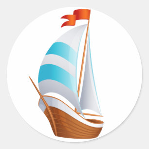 Nautical Sailboat Blue Turquoise - Ocean Beach Classic Round Sticker