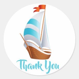 Nautical Sailboat Blue Turquoise - Ocean Beach Classic Round Sticker