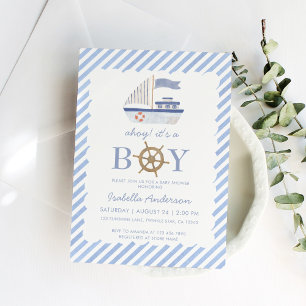 Nautical Sailboat Boy Baby Shower Invitation