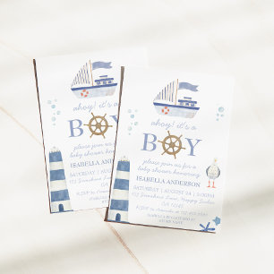 Nautical Sailboat Boy Baby Shower Invitation