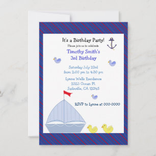 Nautical Sailboat Boy Birthday Invitation