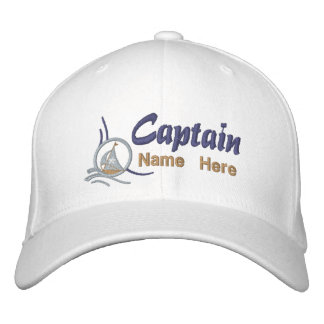 Nautical Sailboat Captain Personalised Embroidery Embroidered Hat