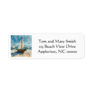 Nautical Sailboat Christmas Return Address Label