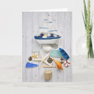 Nautical Sailboat Christmas Tree Holiday Card