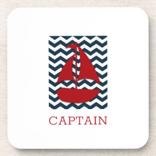 Nautical Sailboat Custom NAME Red White Blue Water Coaster