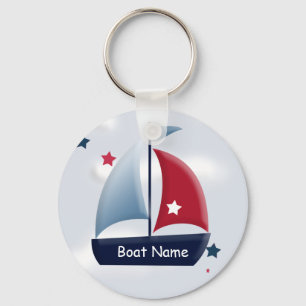 Nautical Sailboat Design Custom Round Keychain