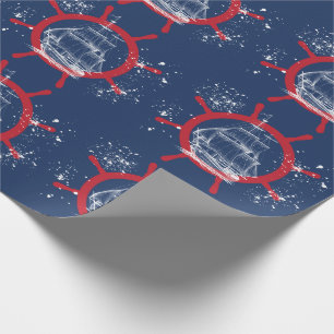 Nautical Sailboat Marine Blue Wrapping Paper