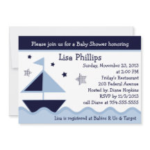 Nautical/Sailboat/Navy Baby Shower Invitation