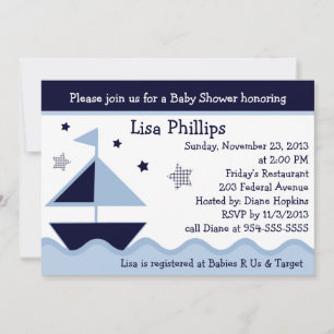 Nautical/Sailboat/Navy Baby Shower Invitation