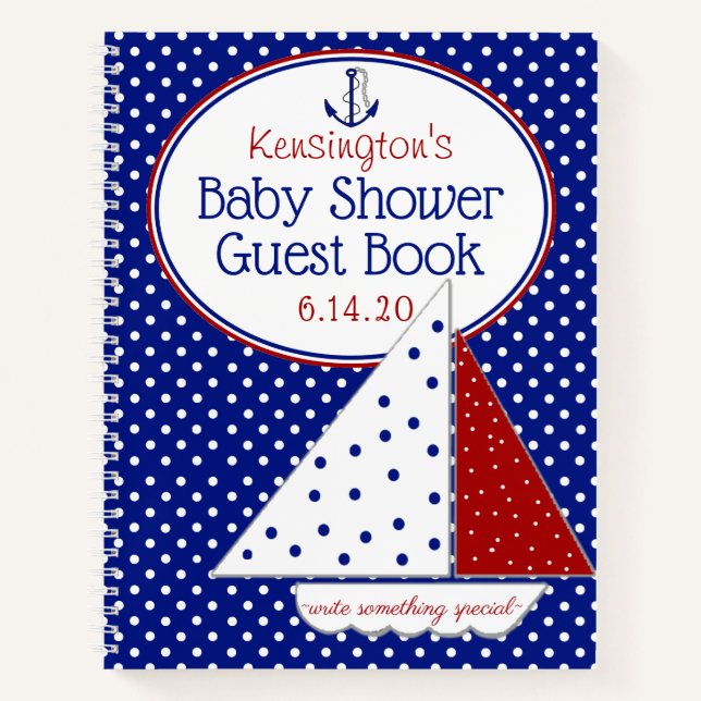 Nautical Sailboat Neutral Baby Shower Guest Book | (Front)