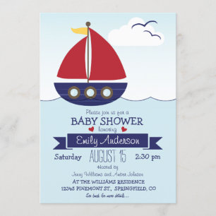 Nautical Sailboat, Ocean Baby Shower or Sprinkle Invitation