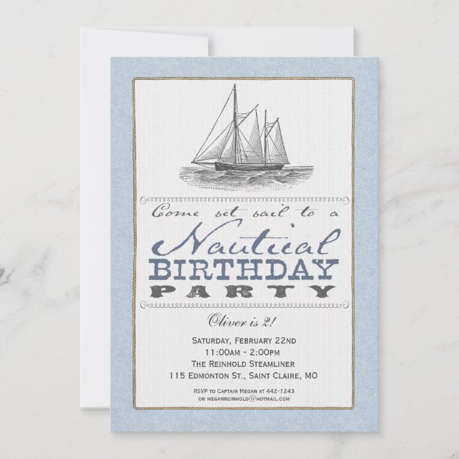 Nautical Sailboat Party Invitation (Front)
