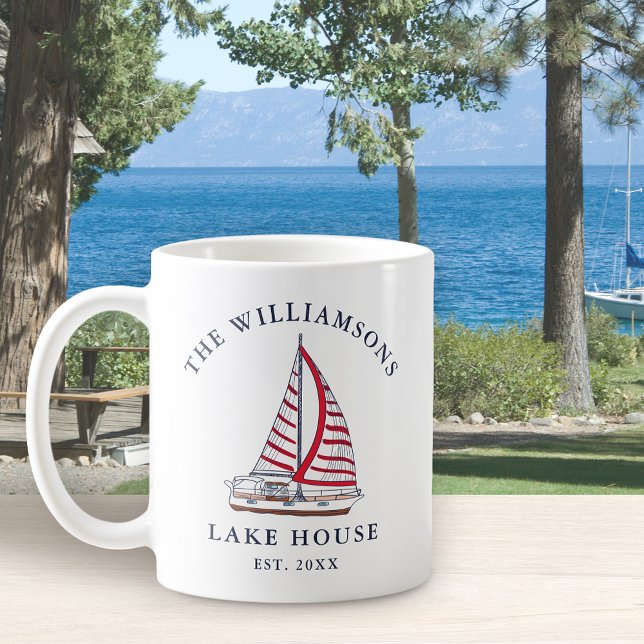 Nautical Sailboat Personalised Lake House Coffee Mug (Creator Uploaded)