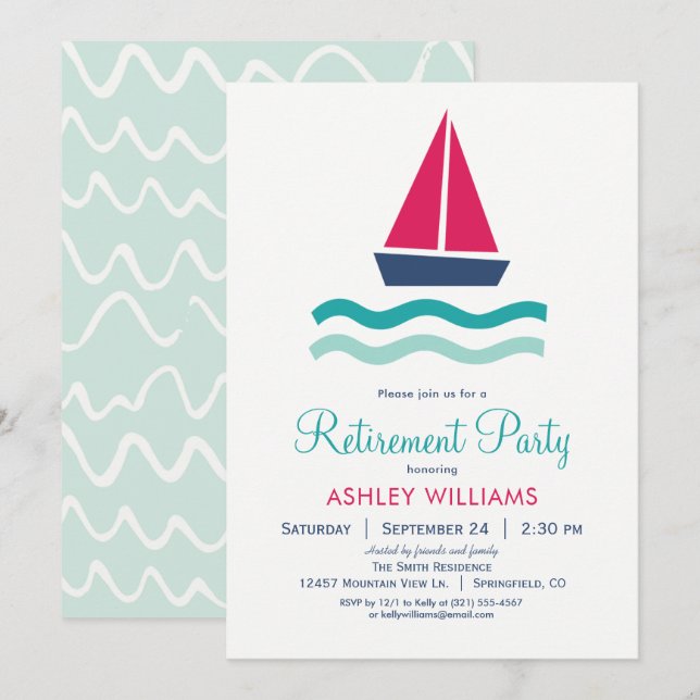 Nautical Sailboat Retirement Party Invitation (Front/Back)