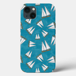 Nautical Sailboat Sailing Adventure Blue iPhone 13 Case