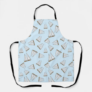 Nautical Sailboat Sailing Adventure Light Blue Apron