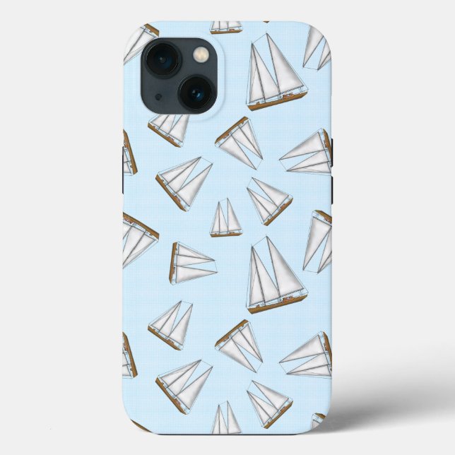 Nautical Sailboat Sailing Adventure Light Blue Case-Mate iPhone Case (Back)