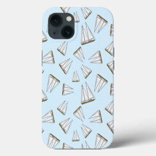 Nautical Sailboat Sailing Adventure Light Blue iPhone 13 Case