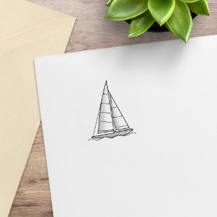 Nautical Sailboat Sailing Boat Yacht 1x1 Rubber Stamp