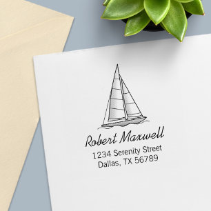 Nautical Sailboat Sailing Boat Yacht Address 8 Self-inking Stamp