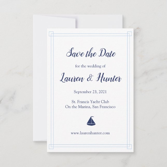 Nautical Sailboat Save the Date (Front)