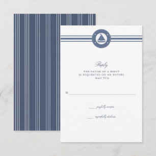 Nautical Sailboat Stripe Blue Wedding RSVP
