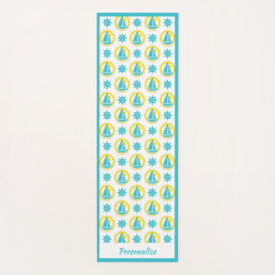 Nautical Sailboat Teal Yellow Zen Yoga Namaste Yoga Mat