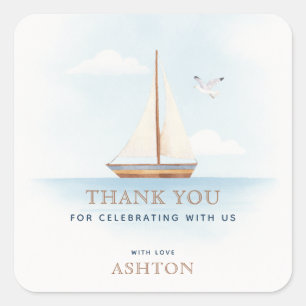 Nautical Sailboat Thank you Square Sticker