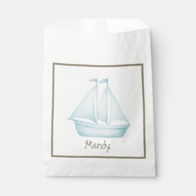 Nautical sailboat upsherin  favour bags (Front)