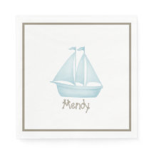 Nautical sailboat upsherin napkin