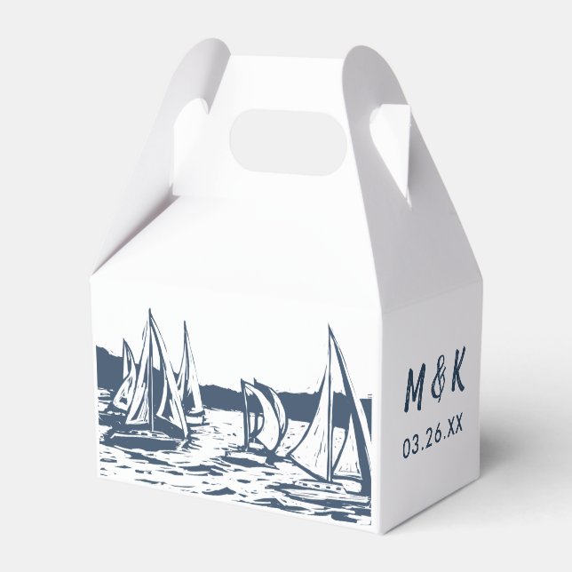 Nautical Sailboat Wedding Favour Box (Front Side)