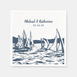 Nautical Sailboat Wedding Napkin