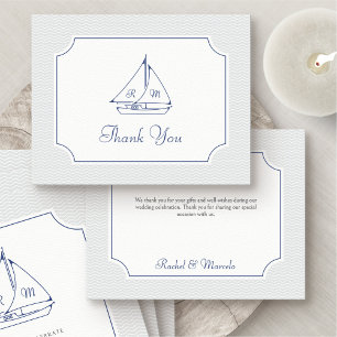 Nautical Sailboat Wedding Thank You Card