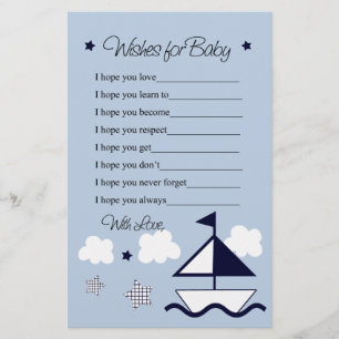 Nautical Sailboat Wishes for Baby Letter