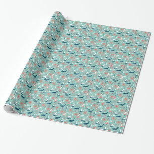Nautical Sailboats And Whales Wrapping Paper