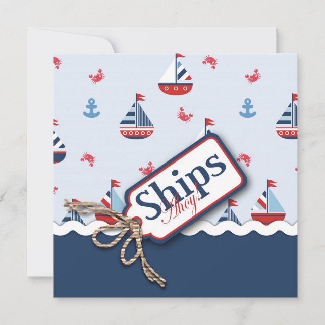 Nautical Sailboats Baby Shower Invitations (Front)