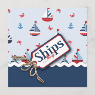 Nautical Sailboats Baby Shower Invitations
