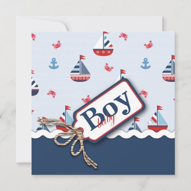 Nautical Sailboats Baby Shower Invitations (Front)