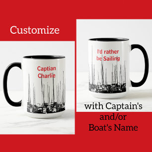 Nautical Sailboats Black and White Personalized Mug