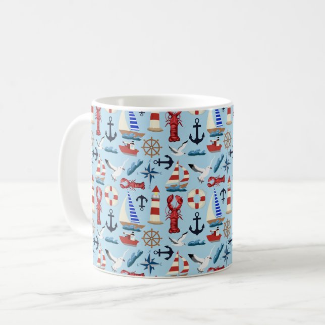 Nautical Sailboats Coffee Mug (Front Left)