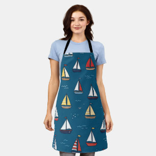 Nautical Sailboats Pattern Apron