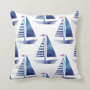 Nautical Sailboats Pattern Cushion