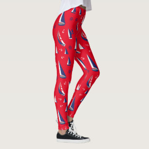 Nautical Sailboats Pattern Ocean Sailing Adventure Leggings