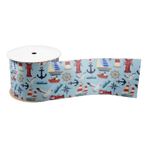 Nautical Sailboats Satin Ribbon