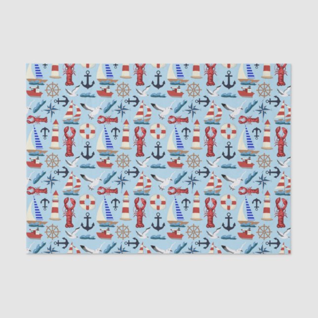 Nautical Sailboats Tissue Paper (Front)