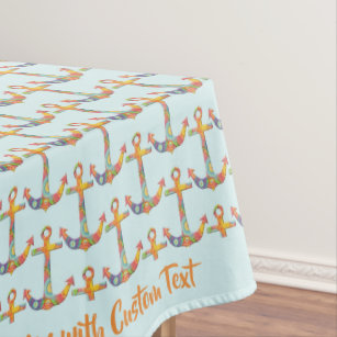 Nautical Sailing Anchor Retro 60s Colourful Patter Tablecloth