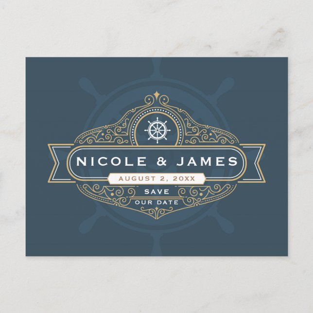 Nautical Sailing Beach Wedding Save the Date Postcard (Front)