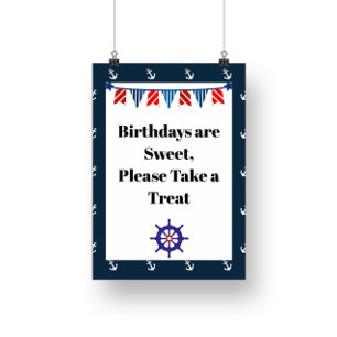 Nautical Sailing Birthday Party Sign