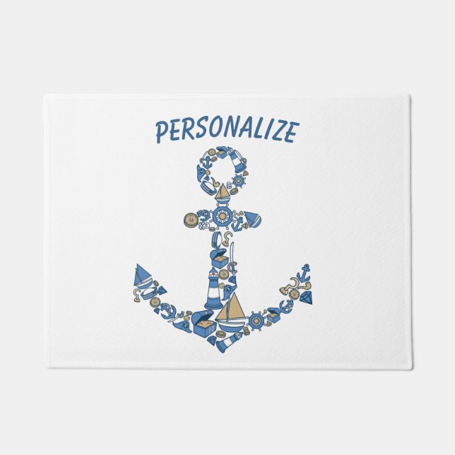 Nautical Sailing Boat Anchor Unusual Lighthouse Doormat (Front)